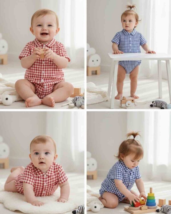 Country Cottage Check Romper