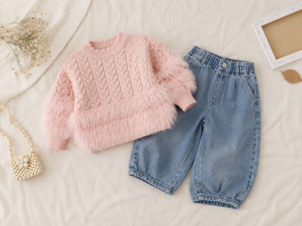 Kiko Winter Blossom Faux Fur Knit Set