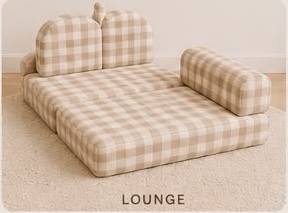 Kiko Cub Couch modular sofa in neutral linen fabric set up as a children's daybed