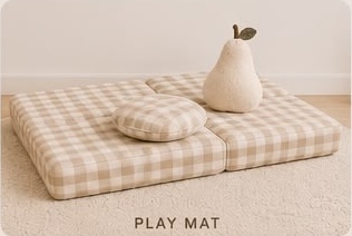 Kiko Cub Couch modular sofa in neutral linen fabric set up as a children's daybed